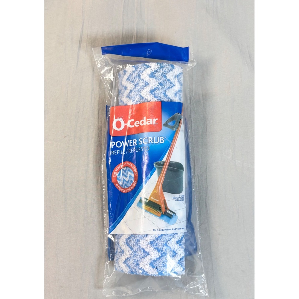 O-Cedar Power Scrub Roller Mop Refill Microfiber Blue White Replacement Head